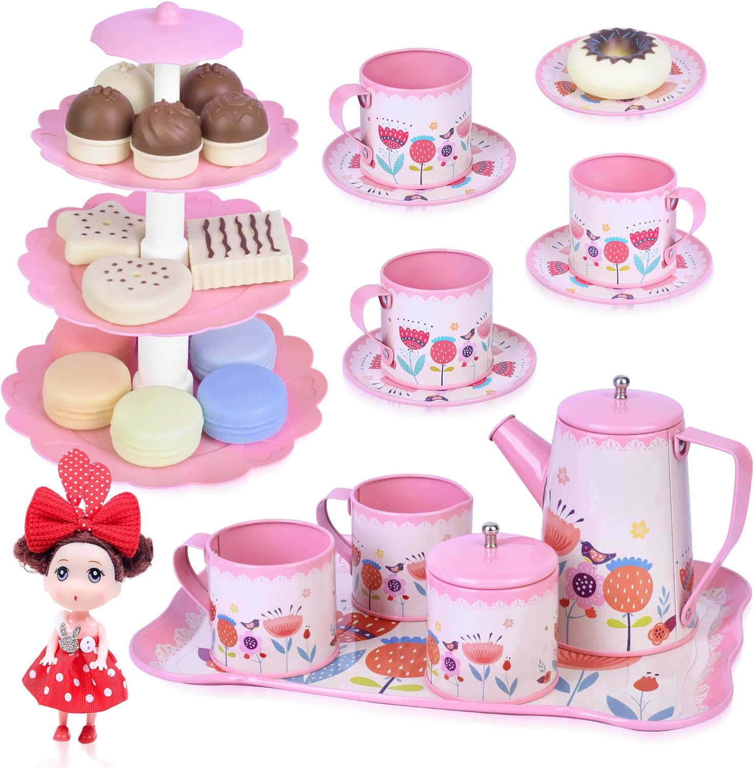 Little Girls Pink Teapot Party Set